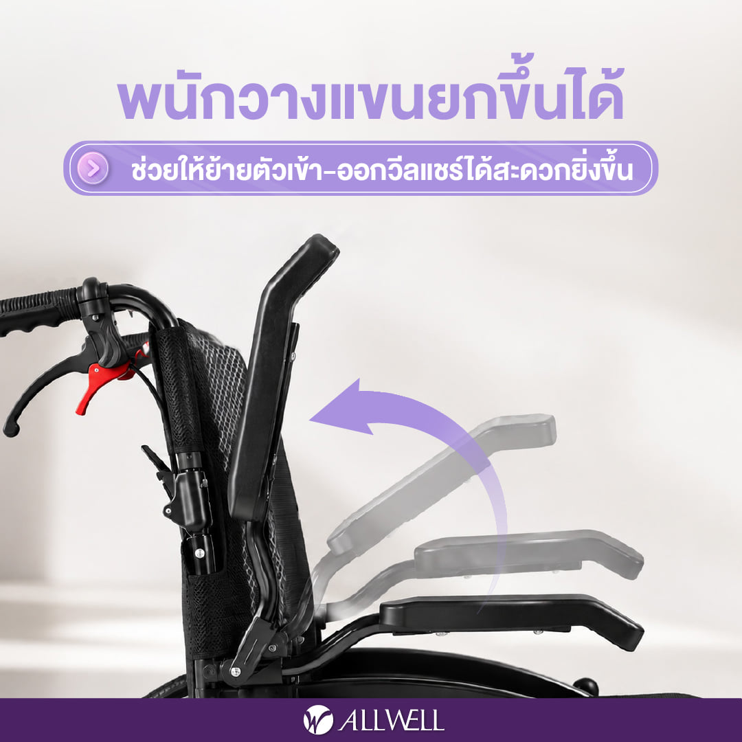 รถเข็นวีลแชร์พับได้ ALLWELL MOBIFLEX ล้อ 20 นิ้ว_2